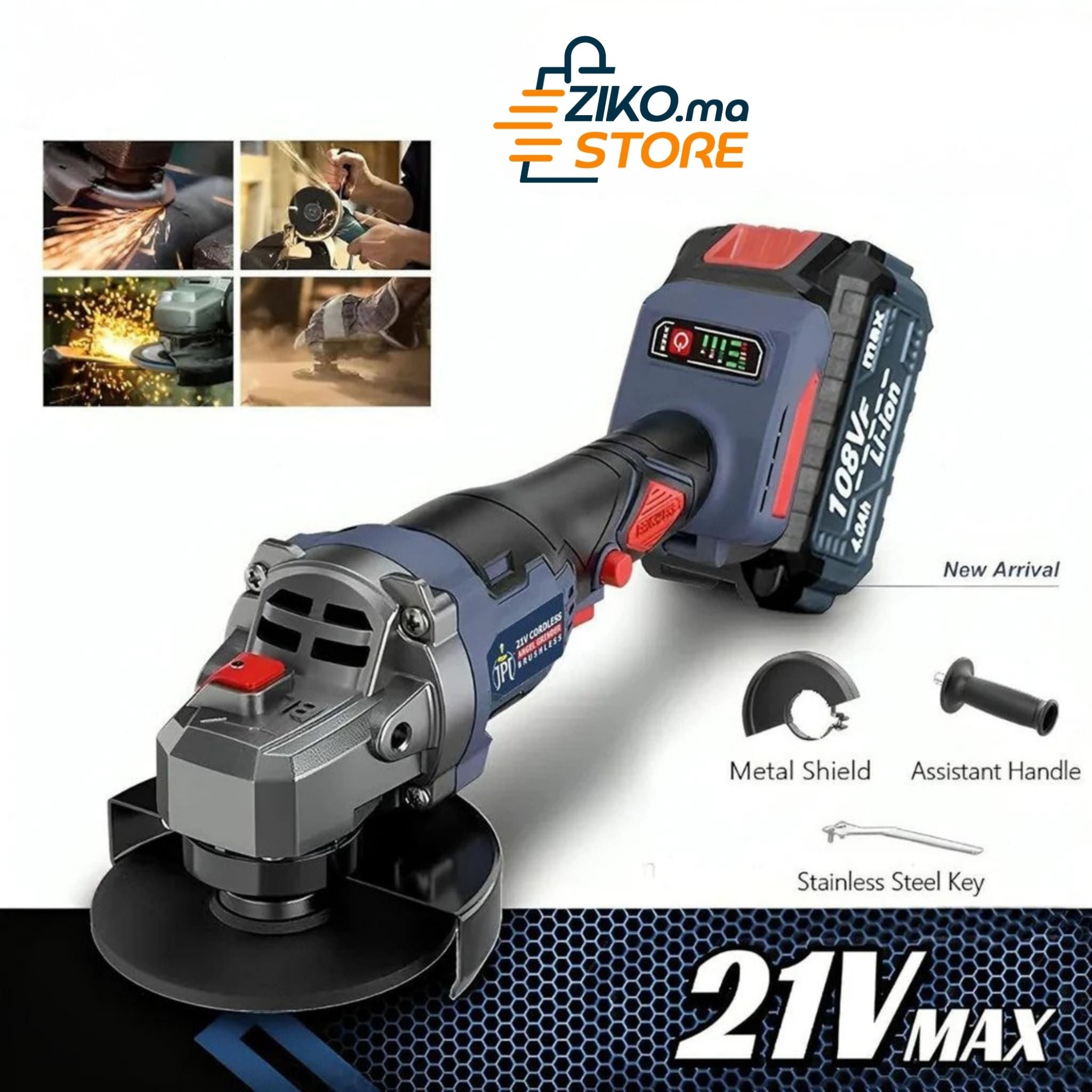 Meuleuse d'Angle sans Fil 21V à Moteur Brushless Haute Performance