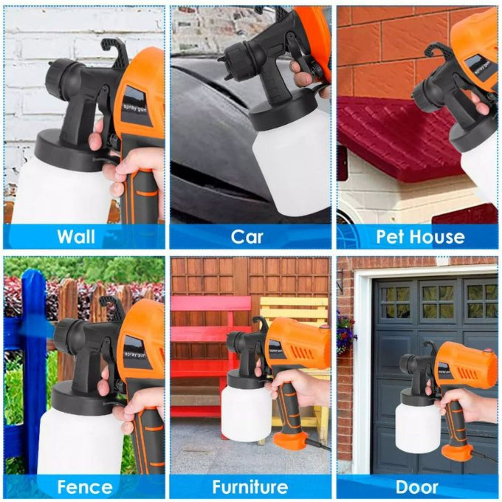 Pistolet à Peinture Électrique Haute Puissance pour Murs, Plafonds et Clôtures