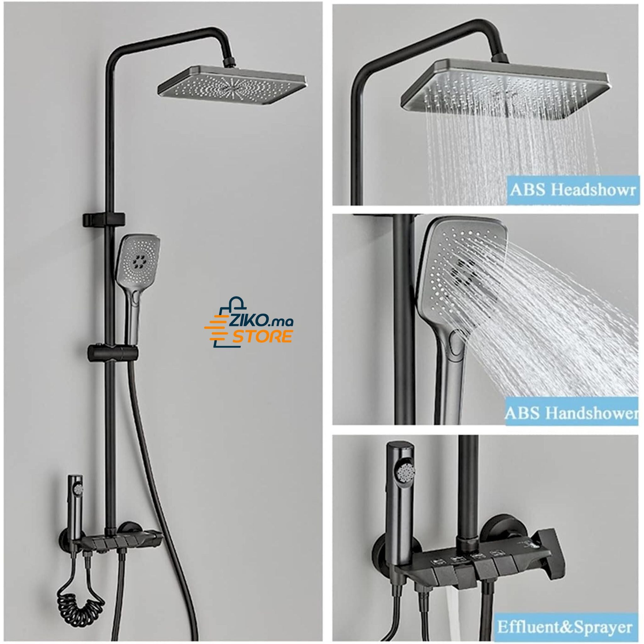 Colonne de Douche Thermostatique 4 Fonctions avec Écran Digital et Touches Piano